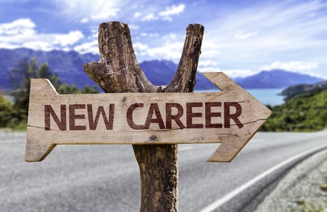 New Career wooden sign with a street background-1